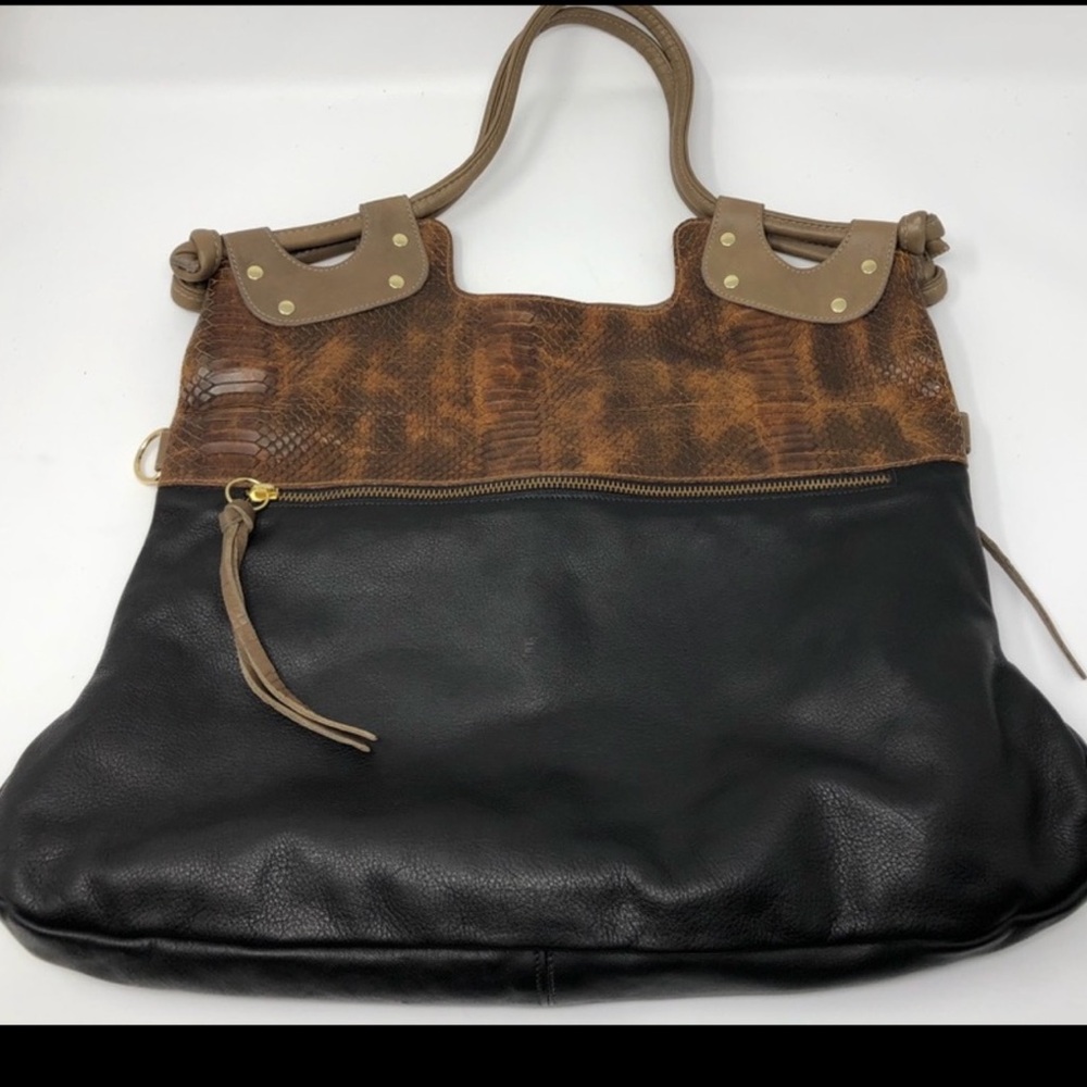 Marmi black leather python embossed leather crossbody bag